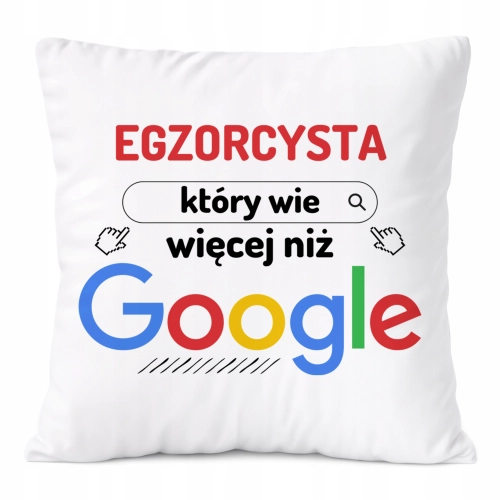 Poduszka Dla Egzorcysty na Prezent z Nadrukiem ze Zdjęciem Biała PoliDraw