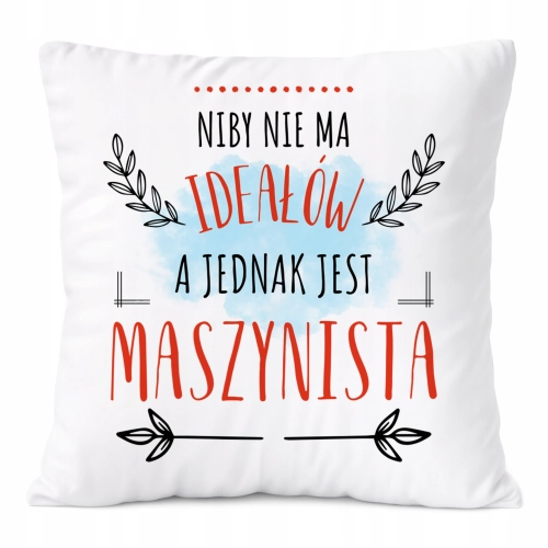 Poduszka Dla Maszynisty na Prezent z Nadrukiem ze Zdjęciem Biała PoliDraw