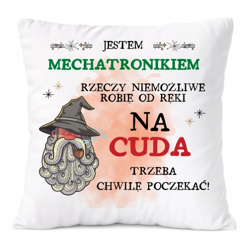 Poduszka Dla Mechatronika na Prezent z Nadrukiem ze Zdjęciem Biała PoliDraw