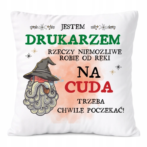 Poduszka Dla Drukarza na Prezent z Nadrukiem ze Zdjęciem Biała PoliDraw