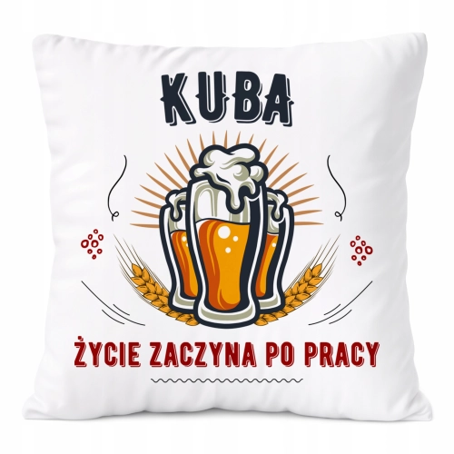 Poduszka Dla Kuby na Prezent z Nadrukiem ze Zdjęciem Biała PoliDraw