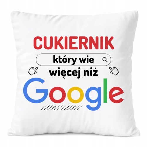 Poduszka Dla Cukiernika na Prezent z Nadrukiem ze Zdjęciem Biała PoliDraw