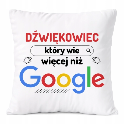 Poduszka Dla Dźwiękowca na Prezent z Nadrukiem ze Zdjęciem Biała PoliDraw