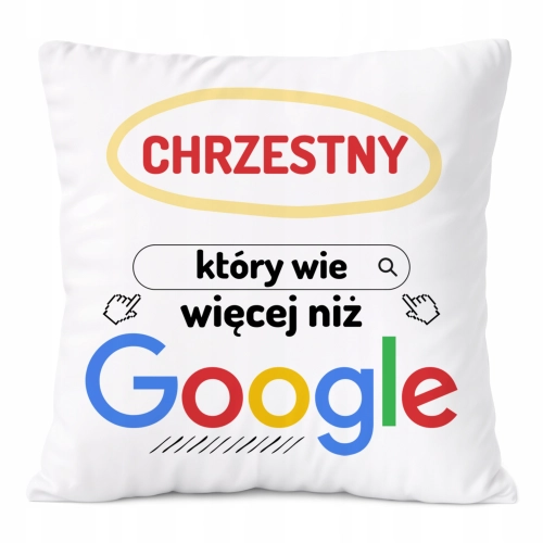 Poduszka Dla Chrzestnego na Prezent z Nadrukiem ze Zdjęciem Biała PoliDraw