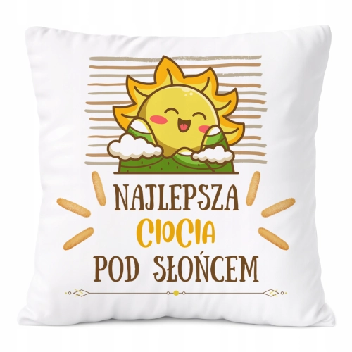Poduszka Dla Cioci na Prezent z Nadrukiem ze Zdjęciem Biała PoliDraw