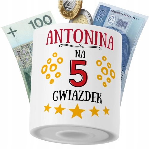 Skarbonka Dla Antoniny Córki Dziecka z Nadrukiem ze Zdjęciem
