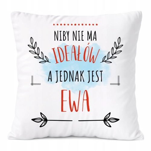 Poduszka Dla Ewy na Prezent z Nadrukiem ze Zdjęciem Biała PoliDraw