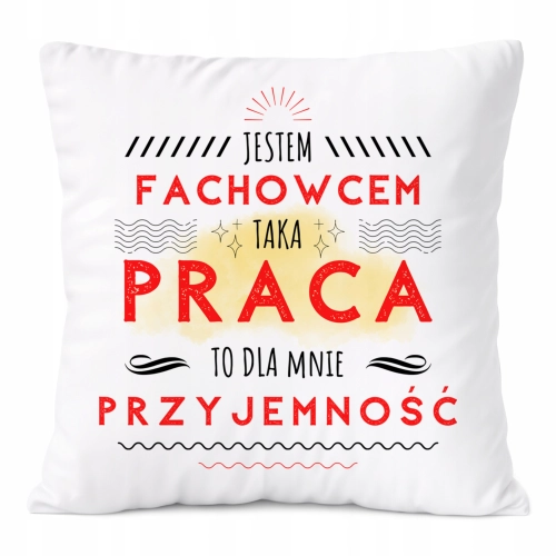 Poduszka Dla Fachowca na Prezent z Nadrukiem ze Zdjęciem Biała PoliDraw
