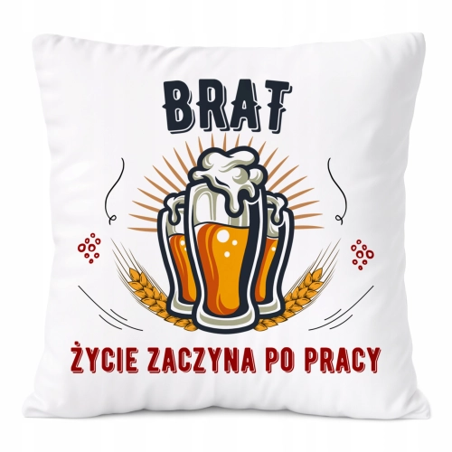 Poduszka Dla Brata na Prezent z Nadrukiem ze Zdjęciem Biała PoliDraw