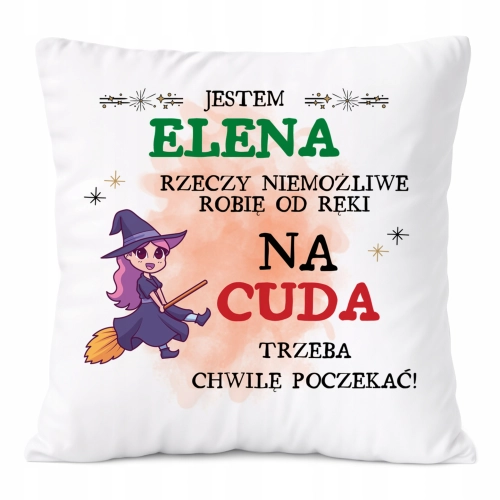 Poduszka Dla Eleny na Prezent z Nadrukiem ze Zdjęciem Biała PoliDraw