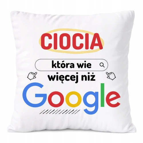 Poduszka Dla Cioci na Prezent z Nadrukiem ze Zdjęciem Biała PoliDraw