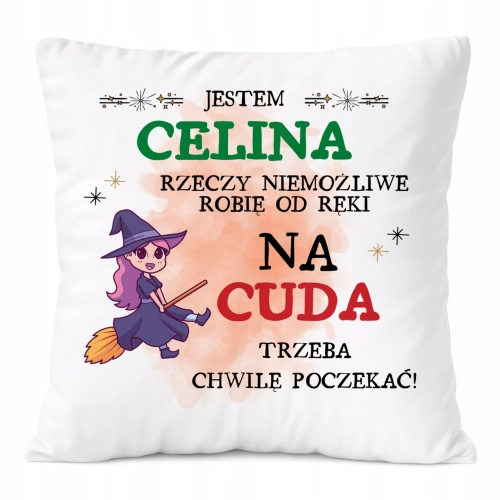 Poduszka Dla Celiny na Prezent z Nadrukiem ze Zdjęciem Biała PoliDraw