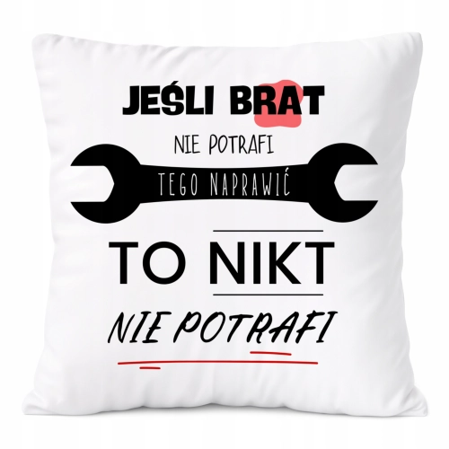 Poduszka Dla Brata na Prezent z Nadrukiem ze Zdjęciem Biała PoliDraw