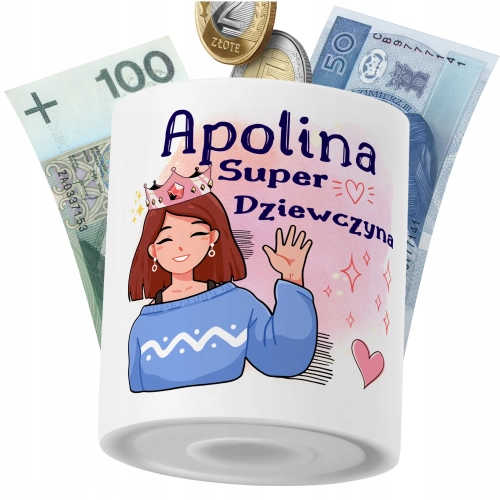 Skarbonka Dla Apoliny Córki Dziecka z Nadrukiem ze Zdjęciem