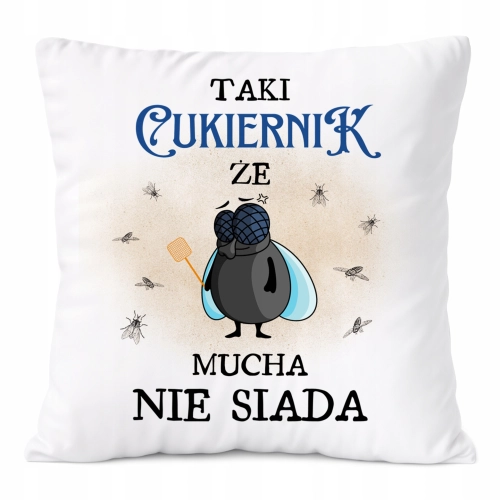 Poduszka Dla Cukiernika na Prezent z Nadrukiem ze Zdjęciem Biała PoliDraw