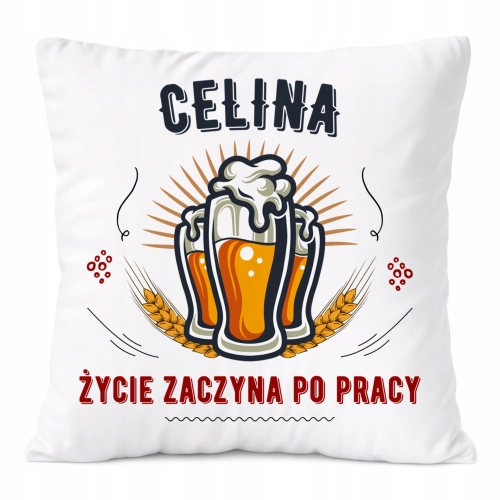 Poduszka Dla Celiny na Prezent z Nadrukiem ze Zdjęciem Biała PoliDraw