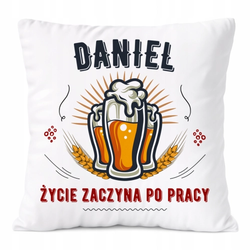 Poduszka Dla Daniela na Prezent z Nadrukiem ze Zdjęciem Biała PoliDraw