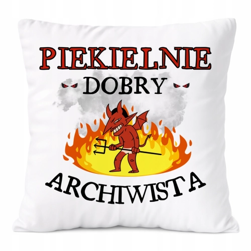 Poduszka Dla Archiwisty na Prezent z Nadrukiem ze Zdjęciem Biała PoliDraw