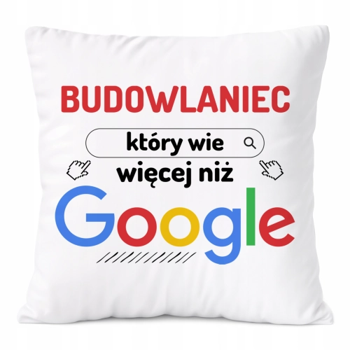 Poduszka Dla Budowlańca na Prezent z Nadrukiem ze Zdjęciem Biała PoliDraw