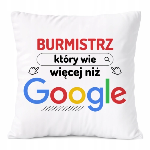 Poduszka Dla Burmistrza na Prezent z Nadrukiem ze Zdjęciem Biała PoliDraw