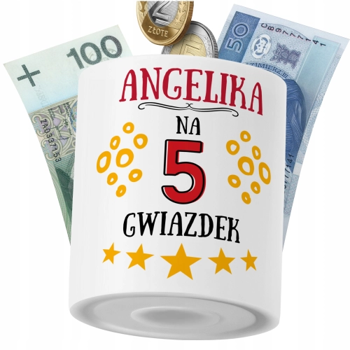 Skarbonka Dla Angeliki Córki Dziecka z Nadrukiem ze Zdjęciem