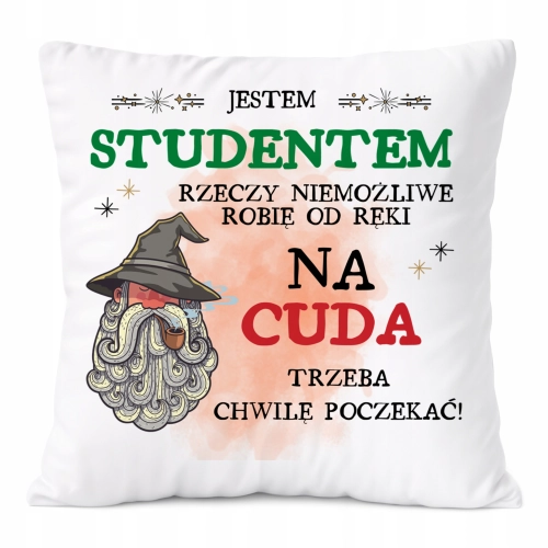 Poduszka Dla Studenta na Prezent z Nadrukiem ze Zdjęciem Biała PoliDraw