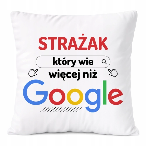 Poduszka Dla Strażaka na Prezent z Nadrukiem ze Zdjęciem Biała PoliDraw