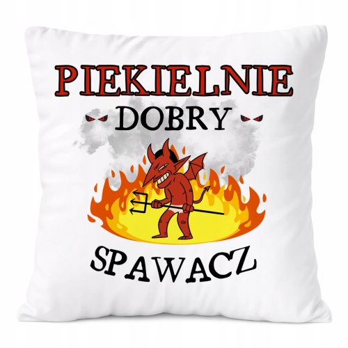 Poduszka Dla Spawacza na Prezent z Nadrukiem ze Zdjęciem Biała PoliDraw