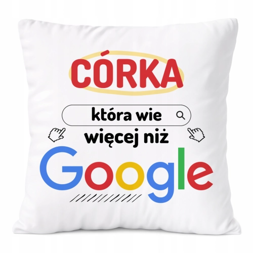 Poduszka Dla Córki na Prezent z Nadrukiem ze Zdjęciem Biała PoliDraw