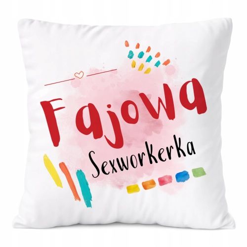 Poduszka Dla Sexworkerki na Prezent z Nadrukiem ze Zdjęciem Biała PoliDraw
