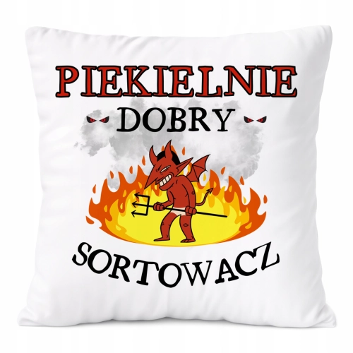 Poduszka Dla Sortowacza na Prezent z Nadrukiem ze Zdjęciem Biała PoliDraw