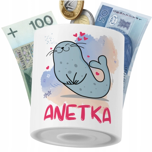 Skarbonka Dla Anetki Córki Dziecka z Nadrukiem ze Zdjęciem