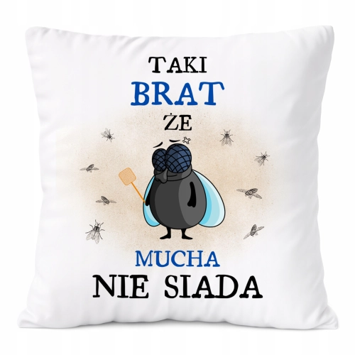 Poduszka Dla Brata na Prezent z Nadrukiem ze Zdjęciem Biała PoliDraw
