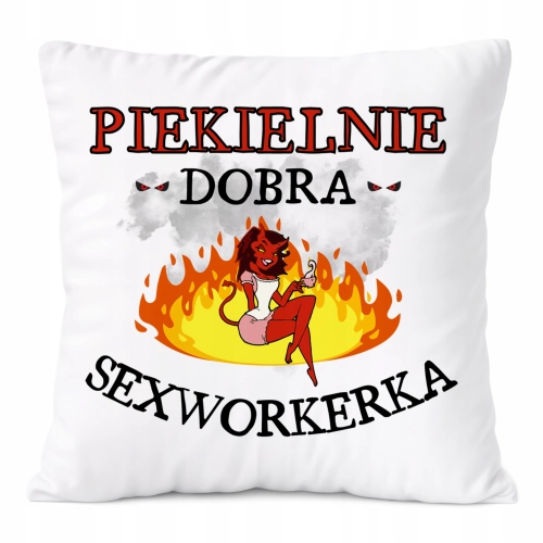 Poduszka Dla Sexworkerki na Prezent z Nadrukiem ze Zdjęciem Biała PoliDraw