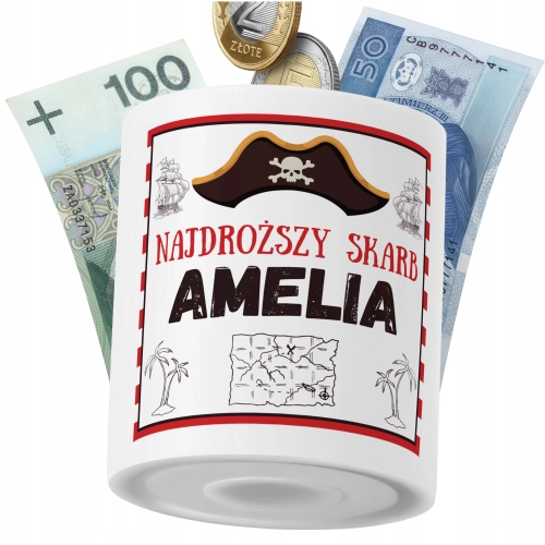 Skarbonka Dla Amelii Córki Dziecka z Nadrukiem ze Zdjęciem