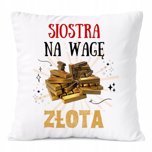 Poduszka Dla Siostry na Prezent z Nadrukiem ze Zdjęciem Biała PoliDraw