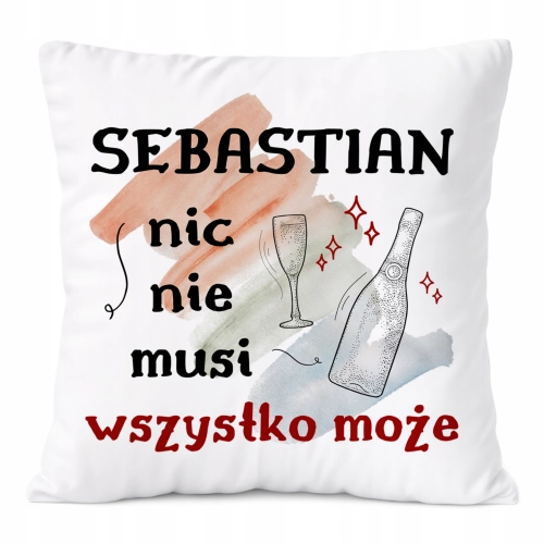 Poduszka Dla Sebastiana na Prezent z Nadrukiem ze Zdjęciem Biała PoliDraw