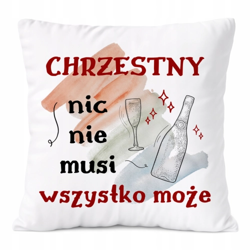 Poduszka Dla Chrzestnego na Prezent z Nadrukiem ze Zdjęciem Biała PoliDraw