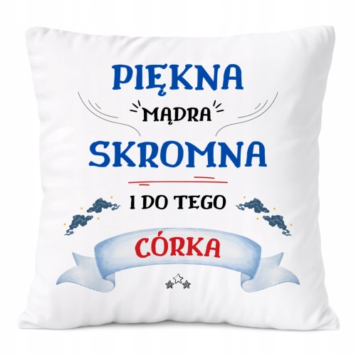 Poduszka Dla Córki na Prezent z Nadrukiem ze Zdjęciem Biała PoliDraw