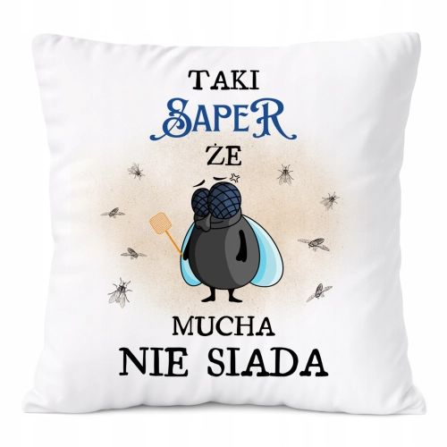 Poduszka Dla Sapera na Prezent z Nadrukiem ze Zdjęciem Biała PoliDraw