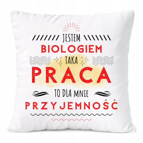 Poduszka Dla Biologa na Prezent z Nadrukiem ze Zdjęciem Biała PoliDraw