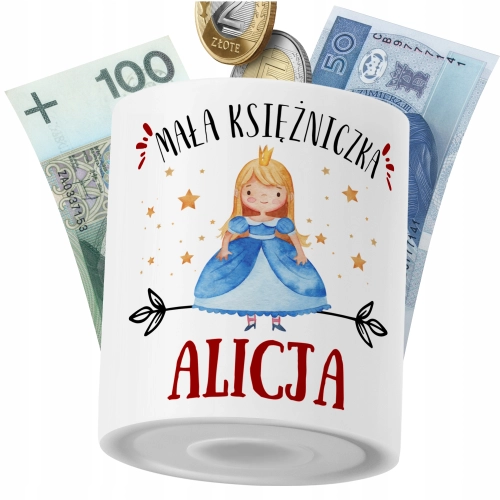 Skarbonka Dla Alicji Córki Dziecka z Nadrukiem ze Zdjęciem