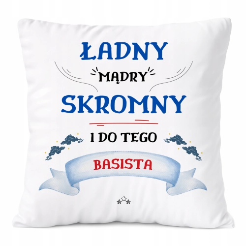 Poduszka Dla Basisty na Prezent z Nadrukiem ze Zdjęciem Biała PoliDraw