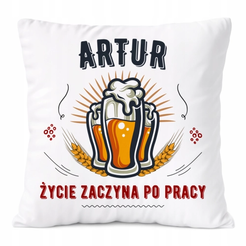 Poduszka Dla Artura na Prezent z Nadrukiem ze Zdjęciem Biała PoliDraw