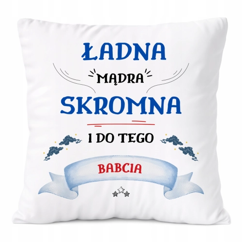 Poduszka Dla Babci na Prezent z Nadrukiem ze Zdjęciem Biała PoliDraw