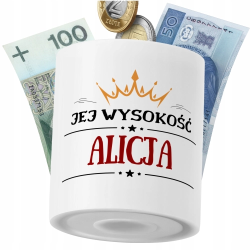 Skarbonka Dla Alicji Córki Dziecka z Nadrukiem ze Zdjęciem