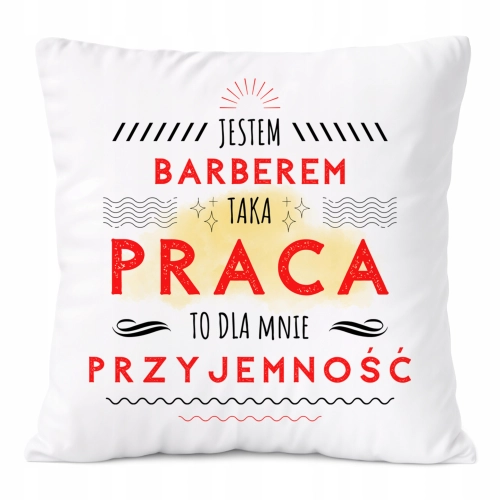 Poduszka Dla Barbera na Prezent z Nadrukiem ze Zdjęciem Biała PoliDraw