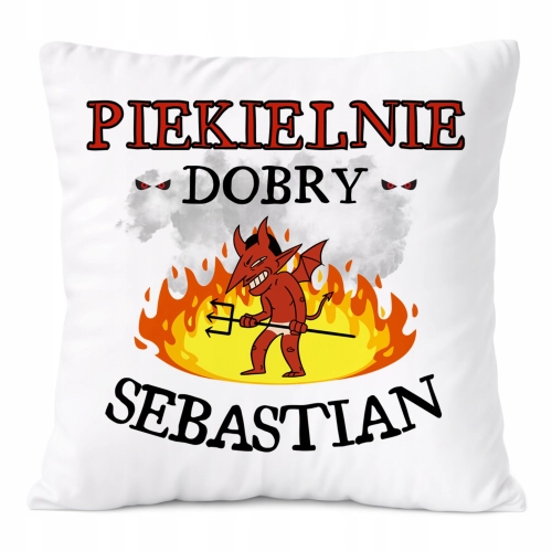 Poduszka Dla Sebastiana na Prezent z Nadrukiem ze Zdjęciem Biała PoliDraw