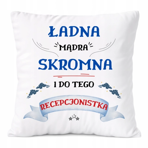 Poduszka Dla Recepcionistki na Prezent z Nadrukiem ze Zdjęciem Biała