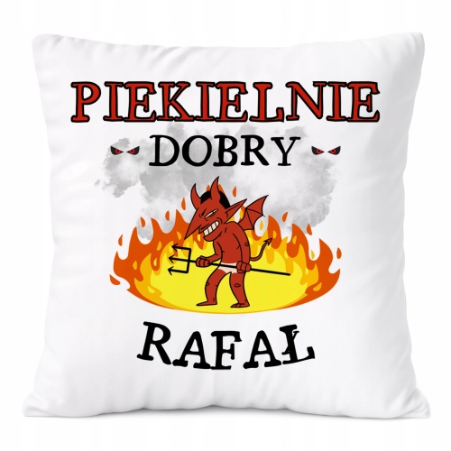 Poduszka Dla Rafała na Prezent z Nadrukiem ze Zdjęciem Biała PoliDraw